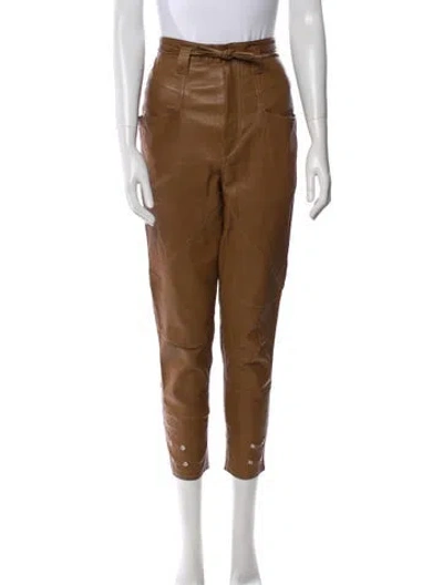 Pre-owned Isabel Marant Leather Skinny Leg Pants In Brown