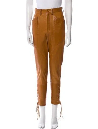 Pre-owned Isabel Marant Leather Skinny Leg Pants In Brown