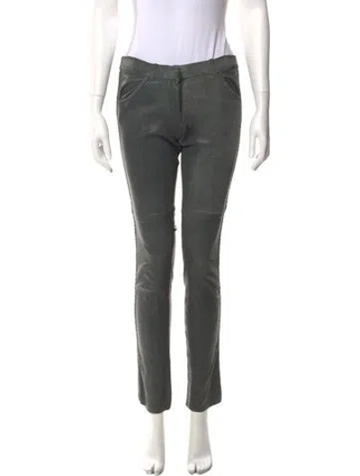 Pre-owned Isabel Marant Leather Skinny Leg Pants In Gray