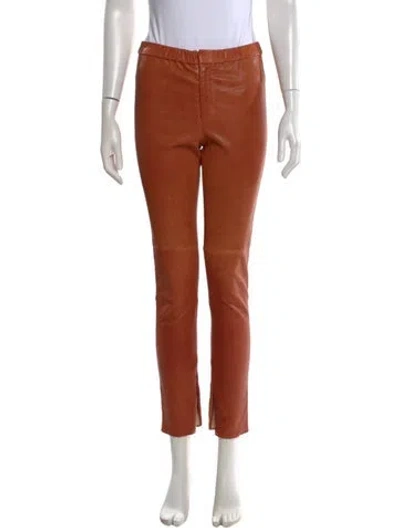 Pre-owned Isabel Marant Leather Skinny Leg Pants In Orange