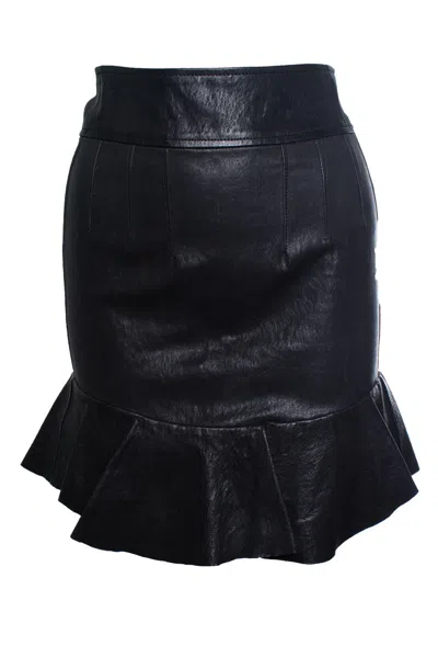 Isabel Marant , Leather Skirt With Ruffle Stroke In Black