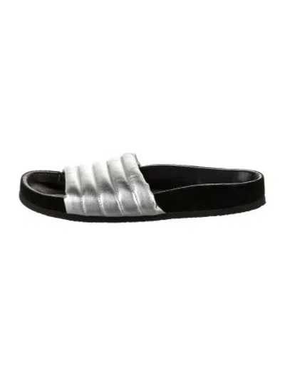 Pre-owned Isabel Marant Leather Slides In Metallic/silver