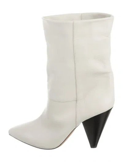 Pre-owned Isabel Marant Leather Slouch Boots In White