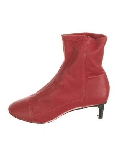 Pre-owned Isabel Marant Leather Sock Boots In Red