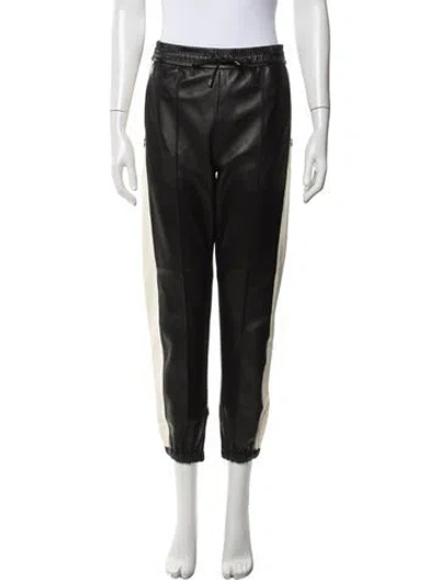 Pre-owned Isabel Marant Leather Straight Leg Pants In Black