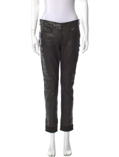 Pre-owned Isabel Marant Leather Straight Leg Pants In Brown