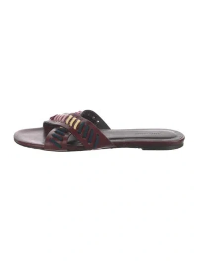 Pre-owned Isabel Marant Leather Striped Slides In Burgundy