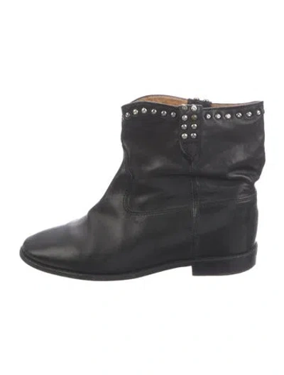 Pre-owned Isabel Marant Leather Studded Accents Boots In Black