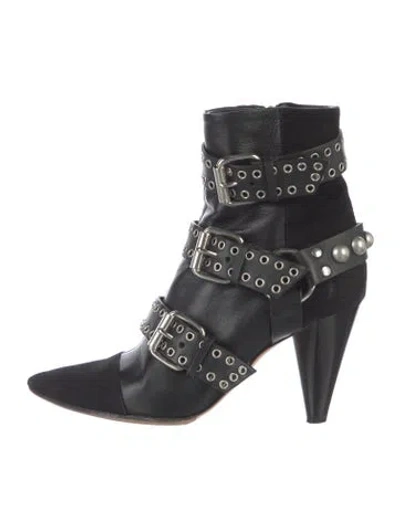 Pre-owned Isabel Marant Leather Studded Accents Boots In Black