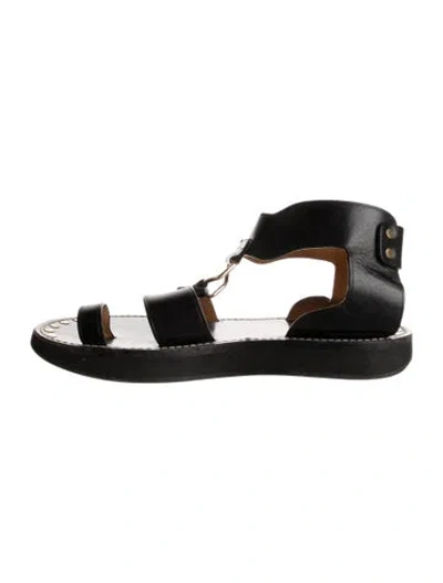 Pre-owned Isabel Marant Leather Studded Accents Gladiator Sandals In Black