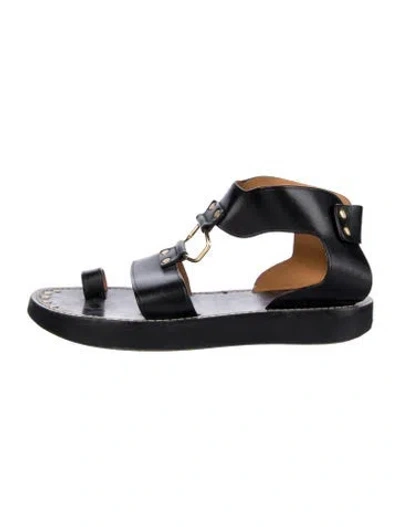 Pre-owned Isabel Marant Leather Studded Accents Gladiator Sandals In Black