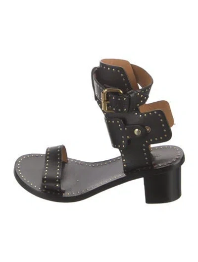 Pre-owned Isabel Marant Leather Studded Accents Gladiator Sandals In Black