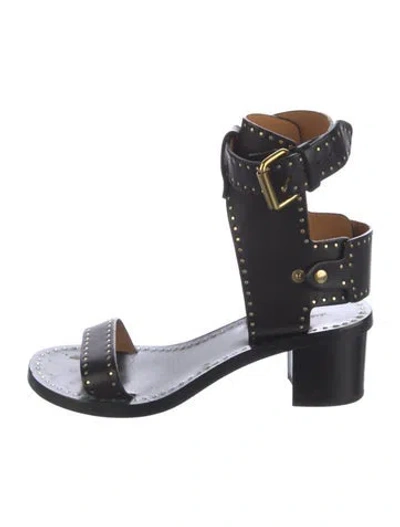 Pre-owned Isabel Marant Leather Studded Accents Gladiator Sandals In Black