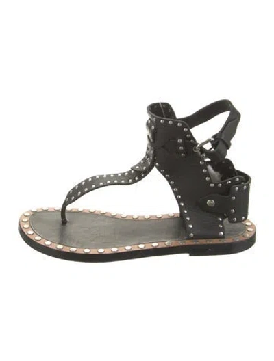 Pre-owned Isabel Marant Leather Studded Accents Gladiator Sandals In Black