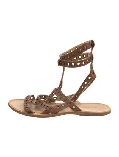 Pre-owned Isabel Marant Leather Studded Accents Gladiator Sandals In Brown
