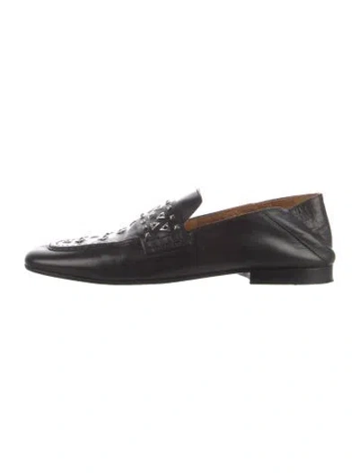 Pre-owned Isabel Marant Leather Studded Accents Loafers In Black