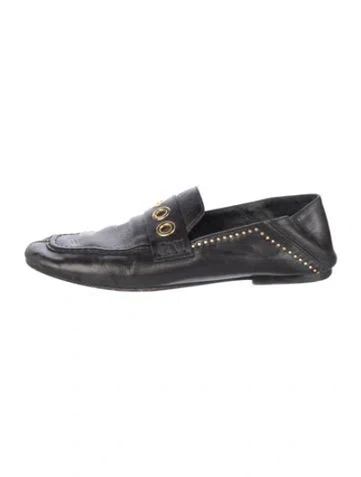 Pre-owned Isabel Marant Leather Studded Accents Loafers In Black