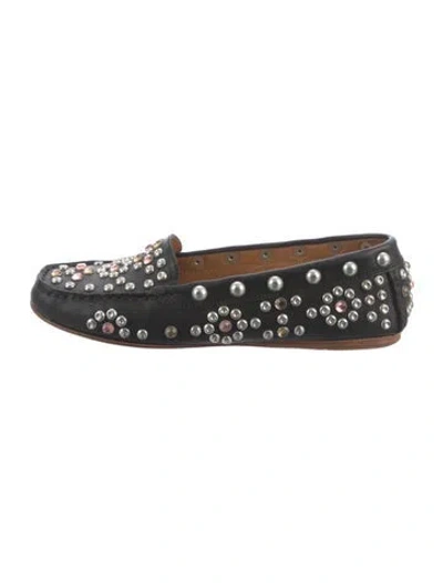 Pre-owned Isabel Marant Leather Studded Accents Loafers In Black