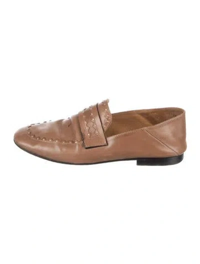 Pre-owned Isabel Marant Leather Studded Accents Loafers In Brown
