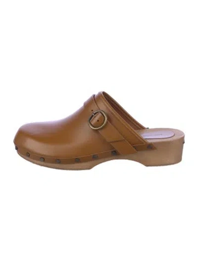 Pre-owned Isabel Marant Leather Studded Accents Mules In Brown