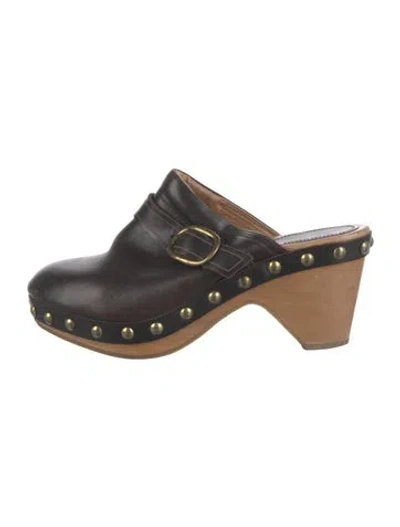 Pre-owned Isabel Marant Leather Studded Accents Mules In Brown
