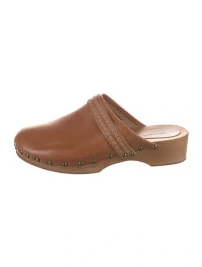 Pre-owned Isabel Marant Leather Studded Accents Mules In Brown