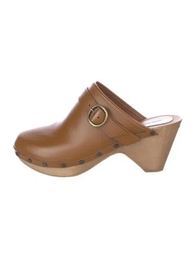 Pre-owned Isabel Marant Leather Studded Accents Mules In Brown