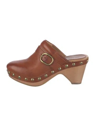 Pre-owned Isabel Marant Leather Studded Accents Mules In Brown