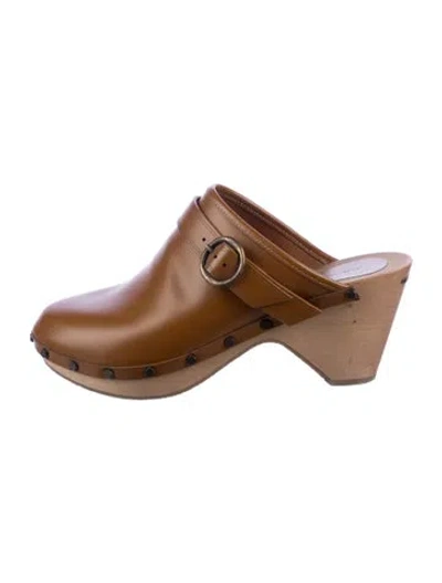 Pre-owned Isabel Marant Leather Studded Accents Mules In Brown
