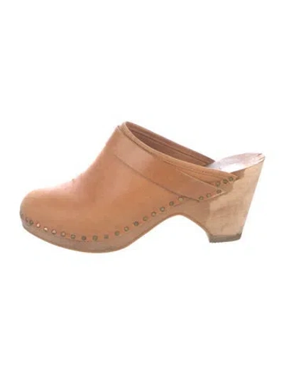 Pre-owned Isabel Marant Leather Studded Accents Mules In Brown