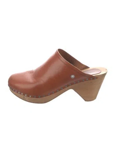 Pre-owned Isabel Marant Leather Studded Accents Mules In Brown