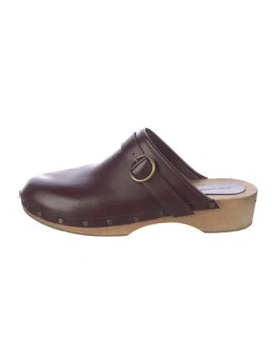 Pre-owned Isabel Marant Leather Studded Accents Mules In Burgundy