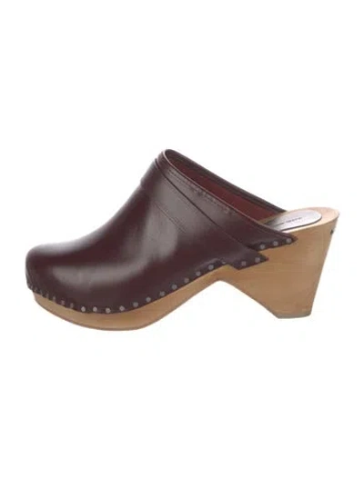 Pre-owned Isabel Marant Leather Studded Accents Mules In Burgundy