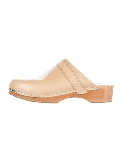 Pre-owned Isabel Marant Leather Studded Accents Mules In Neutral