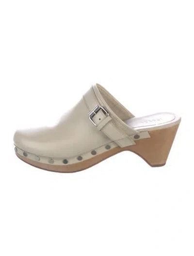 Pre-owned Isabel Marant Leather Studded Accents Mules In Neutral