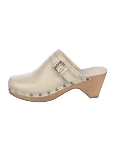 Pre-owned Isabel Marant Leather Studded Accents Mules In Neutrals