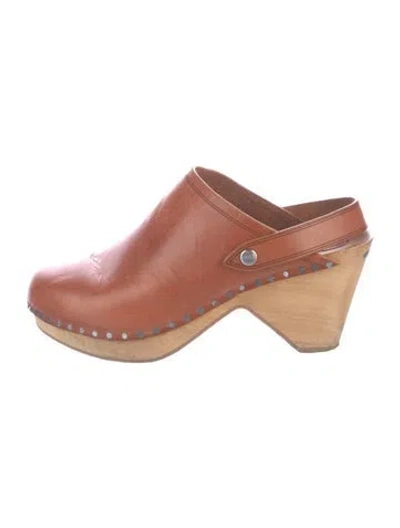 Pre-owned Isabel Marant Leather Studded Accents Mules In Orange