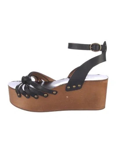 Pre-owned Isabel Marant Leather Studded Accents Sandals In Black