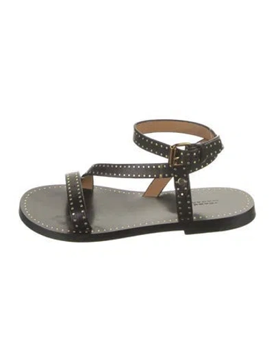 Pre-owned Isabel Marant Leather Studded Accents Sandals In Black