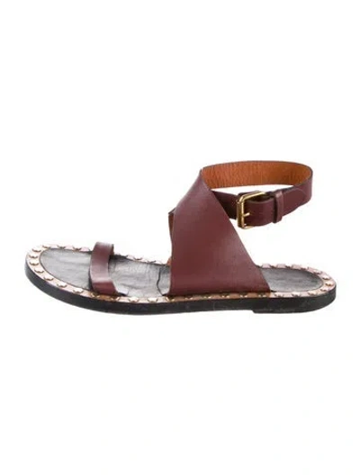 Pre-owned Isabel Marant Leather Studded Accents Sandals In Brown