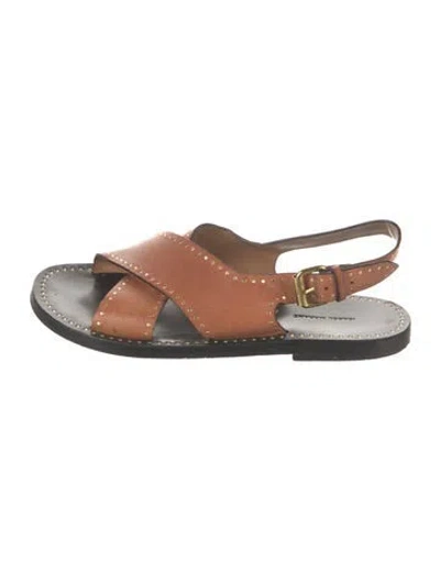 Pre-owned Isabel Marant Leather Studded Accents Sandals In Brown