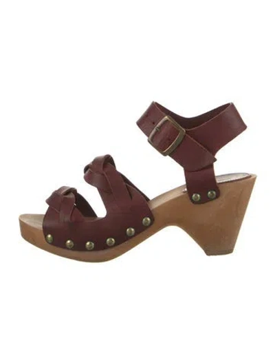 Pre-owned Isabel Marant Leather Studded Accents Sandals In Brown