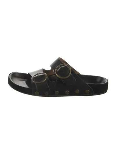 Pre-owned Isabel Marant Leather Studded Accents Slides In Black