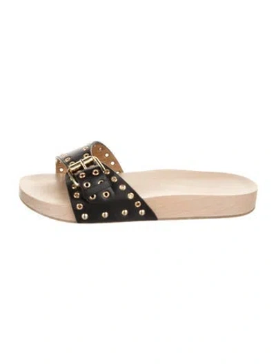 Pre-owned Isabel Marant Leather Studded Accents Slides In Black