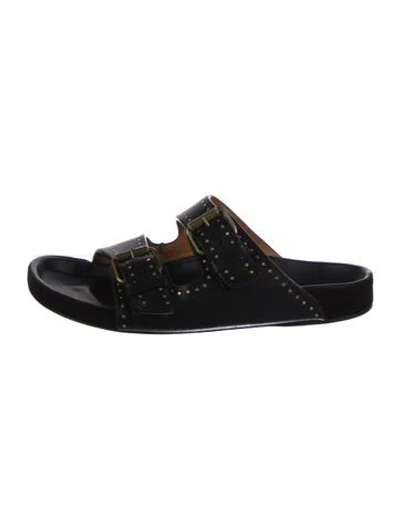 Pre-owned Isabel Marant Leather Studded Accents Slides In Black