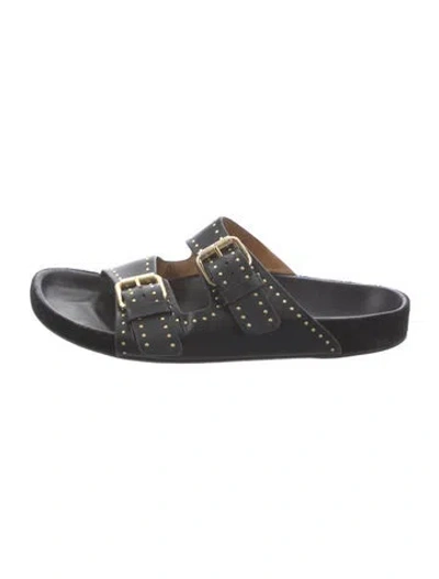 Pre-owned Isabel Marant Leather Studded Accents Slides In Black