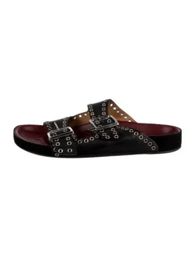 Pre-owned Isabel Marant Leather Studded Accents Slides In Black