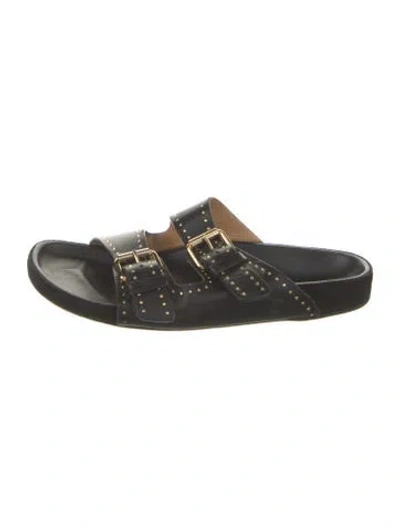 Pre-owned Isabel Marant Leather Studded Accents Slides In Black