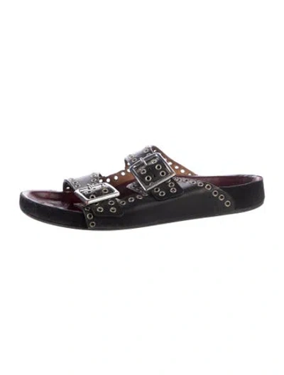 Pre-owned Isabel Marant Leather Studded Accents Slides In Black