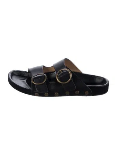 Pre-owned Isabel Marant Leather Studded Accents Slides In Blue